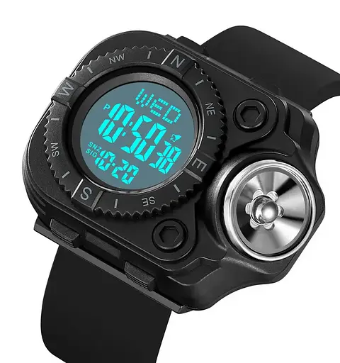 Чоловічий наручний годинник з ліхтарем Skmei 2187 Чорний з білим циферблатом - фото 4