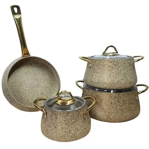 Набір кастрюль O.M.S. Collection 3041 з гранітно-мармуровим покриттям Пісочний (Туреччина) - фото 1