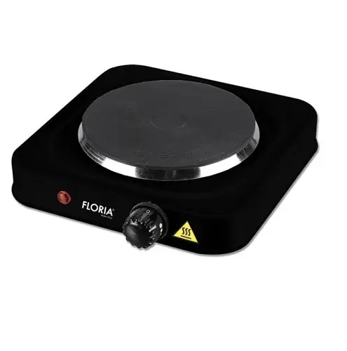 Настільна плита Floria ZLN2829 Black, 1500 Вт, електрична, чавун, механічне керування, діаметр поверхні нагріву 18,5 см, захист від перегріву