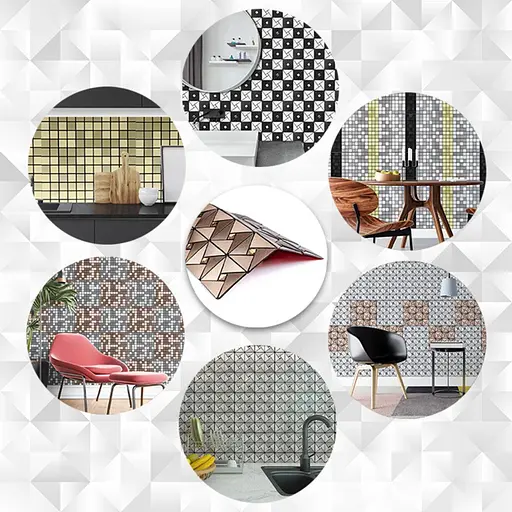 Самоклеюча алюмінієва плитка 300x300x3 мм Мідна зі стразами SW-00001416 D - фото 5