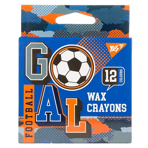 Олівці воскові кольорові Yes Football, 12 шт.