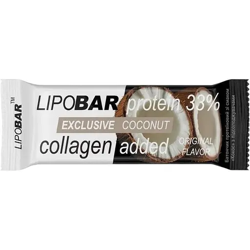Батончик LipoBar Exclusive Protein Bar, 50 грам збагачений біоактивним колагеном Peptan - Кокос