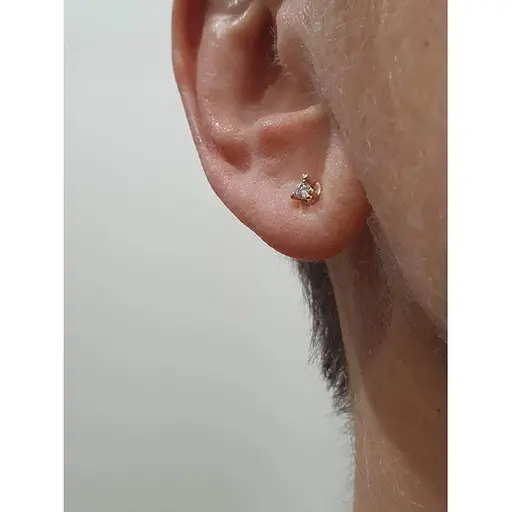 Золотая моносерьга-пуссета Гаразд с фианитом. 3533276/1 - фото 2