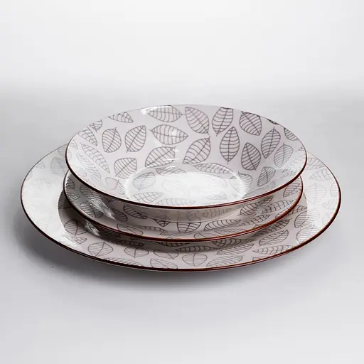 Столовий сервіз золотий на 6 персон 18 предметів набір фарфорових тарілок для сервірування столу сервіз тарілок Yiwu HP-HK-A6 - фото 6