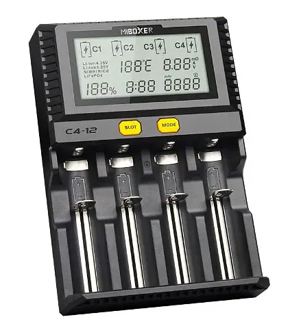 Профессиональное Зарядное устройство Miboxer C4-12 LCD 4 слота для Li-Ion, Ni-Mh и Ni-Cd аккумуляторов - фото 3