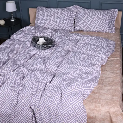 Простыня на резинке MirSon Поплин 00-4 Geometry Beige 150х190 см бежевая (2200009703119)