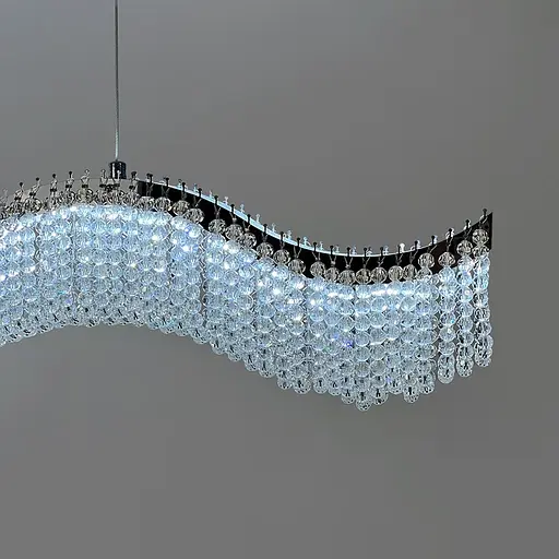 Светодиодная волнистая серебряная люстра с хрусталиками длиной 80 см | Line F | Ст. 33056-L800*600 CH - фото 5