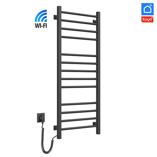 Электрический полотенцесушитель Navin Классик Квадро 500x1200 Sensor с Wi-Fi, левый, черный муар 12-112033-4880, Черный матовый, Левое, Электронный - фото 1