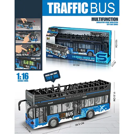 Игрушка DIY Toys Двухэтажный автобус инерционный со светом и звуком (CJ-4008559) - фото 5