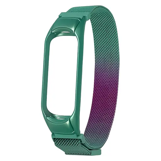 Ремешок Миланская петля радужный для Xiaomi Mi Band 3/4, 37 бирюзово-фиолетовый - фото 1