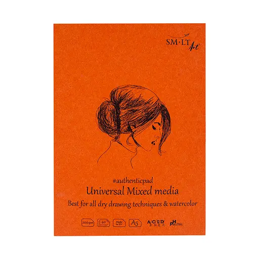 Блокнот-склейка SM-LT Art Authentic mixed media А5 200 г/м2 40 аркушів білий  - фото 1