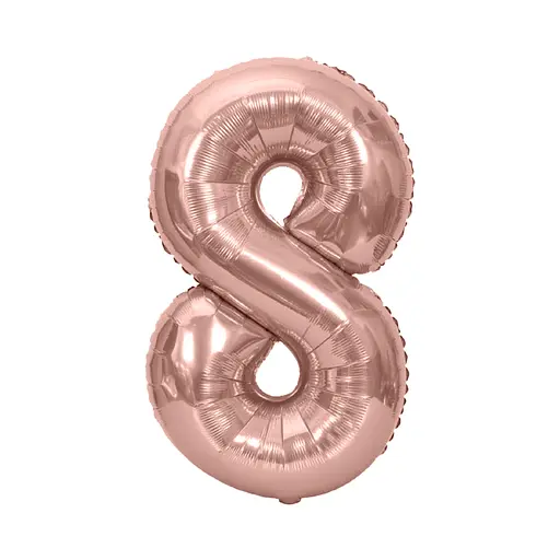 Шар воздушный фольгированный (102 см) Цифра 8 розовое золото