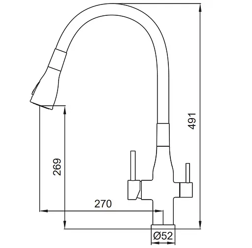 Смеситель для кухни на две воды Koer KI-72024-02 KR5011 Нержавеющая сталь - фото 7