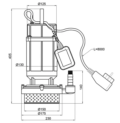 Дренажный насос Thermo Alliance QXD3-30-1,1 с поплавком TAQXD33011 - фото 4
