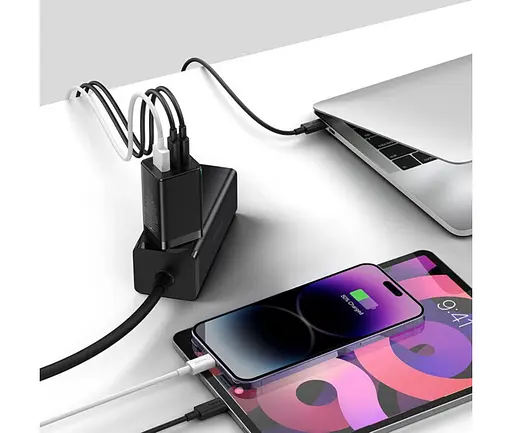 Мережевий зарядний пристрій Baseus 65W GaN5 Pro 3 порти CCGP120201 - фото 7