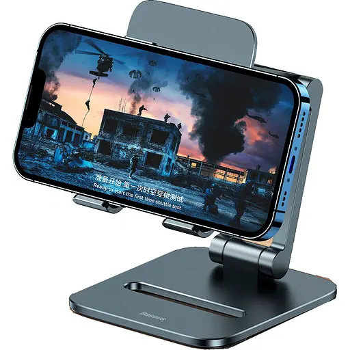 Подставка для смартфона Baseus Desktop Biaxial Foldable Metal Stand Gray (LUSZ000013) [134780] - фото 4
