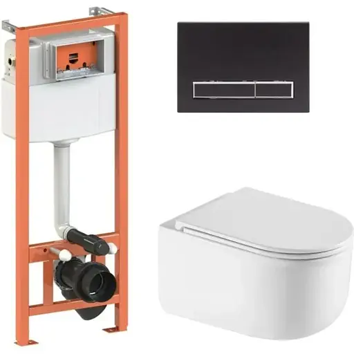 Набір Q-tap Nest 4 в 1 підвісний унітаз Taurus Ultra Quiet 490х360х380 + комплект інсталяції QT2433084EUQW46153 - фото 1