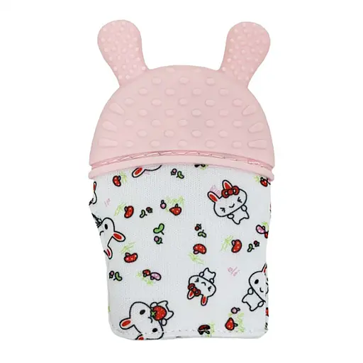 Прорезыватель-перчатка "Зайчик" Mega Zayka MGZ-0404(Pink) на липучке - фото 2