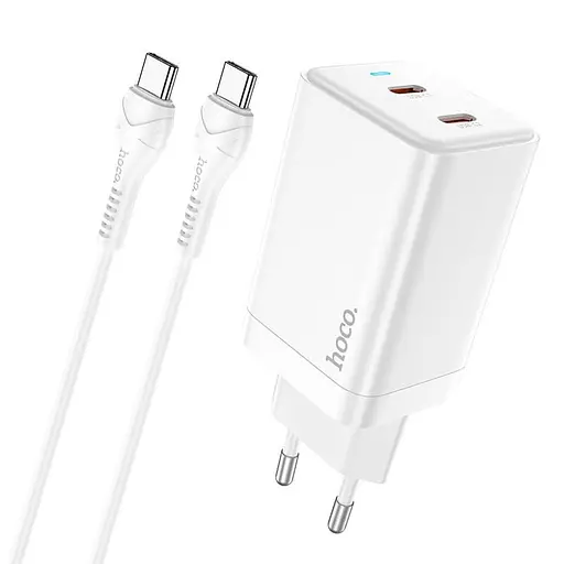 Зарядний пристрій Hoco Type-c to Type-c Cable Starlight N23 45 ватів біле - фото 2