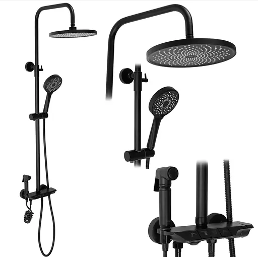 Душовя система Rea Max з термостатом та виливом black REA-P6615, Чорний - фото 6