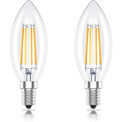 Світлодіодна лампочка Huoqilin E14, у формі свічки, з регулюванням яскравості, 4 Вт (замінює 40 Вт), прозора, тепле біле світло 27