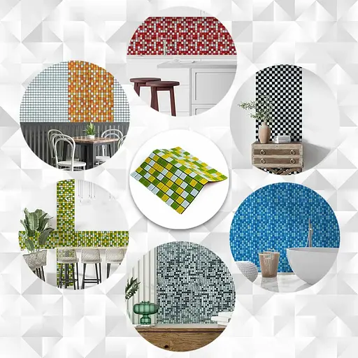 Мозаїка дзеркальна Wall Sticker 298х298х4.5мм Жовто-зелена SW-00002362 - фото 4