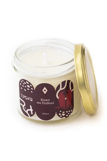 Свічка Кава на Подолі 130 мл 15 год Соєвий віск - фото 2
