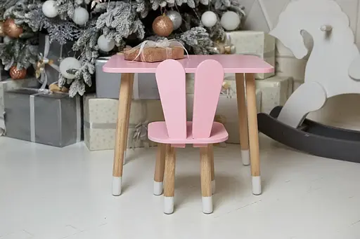 Дитячий прямокутний столик (Рожевий) та стільчик Зайчик (Рожевий) - фото 8