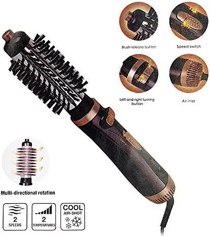 Фен-щітка-браш Rozia з обертанням HC-8112 стайлер для укладки, накрутки та розчісування волосся - фото 3