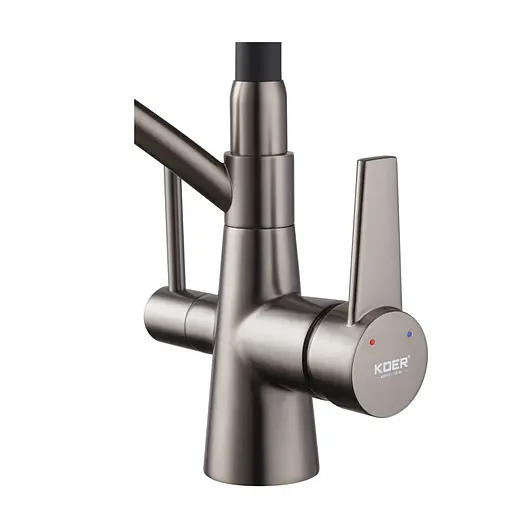 Смеситель для кухни на две воды с гибким изливом Koer KB-72003-07 KR3377 Графит - фото 5