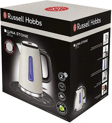 Russell Hobbs Электрочайник Luna Stone, 1.7л, металл, под камень, бежевый - фото 9