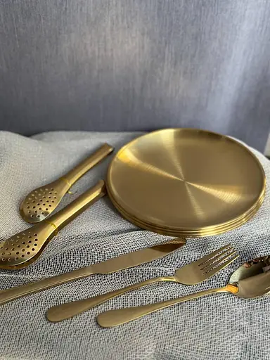 Набір туристичного посуду для походу на 4 особи 24 предмети в чохлі нержавіюча сталь Рожеве золото - фото 4