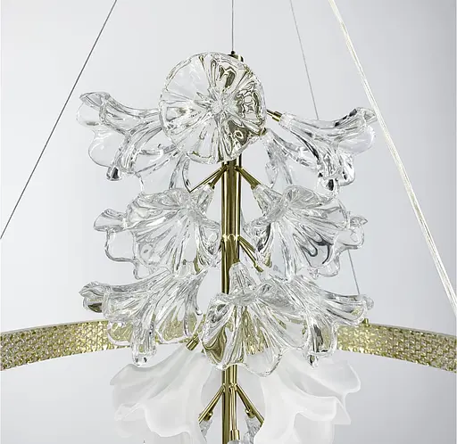 Світлодіодна латунна люстра із ніжними квітами Ø 100 см | Line F | Арт. D9001-1000 - фото 4