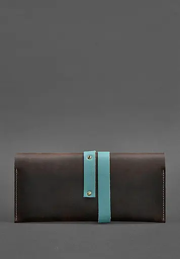 Кожаный женский тревел-кейс Voyager 1.0 темно-коричневый с бирюзовым. - фото 4