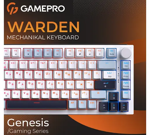 Клавіатура ігрова механічна GamePro GPMK-160-BL Warden Genesis Red Outemu Swithes Hot-Swap White-Blue - фото 4