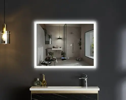 Зеркало Mixxus FLAT MR04-100x80 с LED Touch, Anti-fog, димером, регулировкой яркости, часами (MI6927) - фото 3