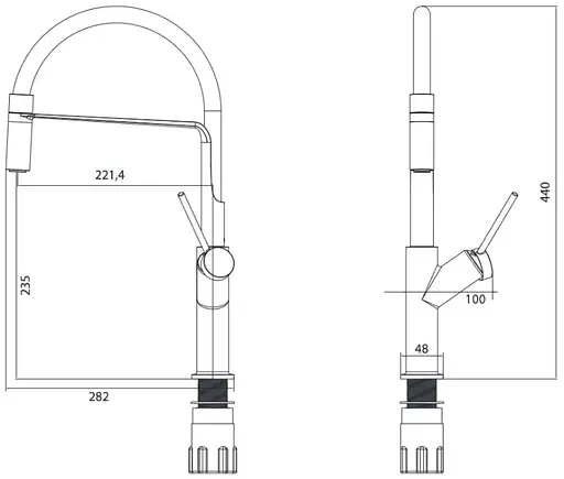 Змішувач для кухні Omnires Vita black/chrome (VI6350BLCR) - фото 2