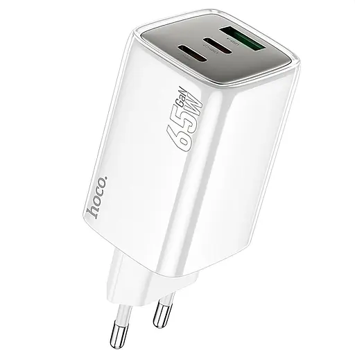 Сетевое зарядное устройство Hoco N49 GaN PD65W + QC3.0 2 x Type-C + USB белый