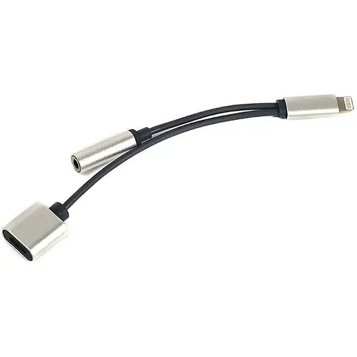 Кабель-перехідник PowerPlant Lightning 2 в 1 Audio 3.5 мм + Lightning