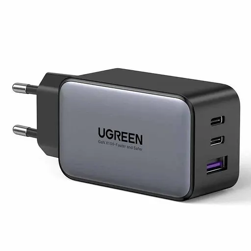 Зарядное устройство для Ugreen EU 65 W GaN CD244 (3 порта 2C + 1 A) прямоугольное 10335 - фото 1