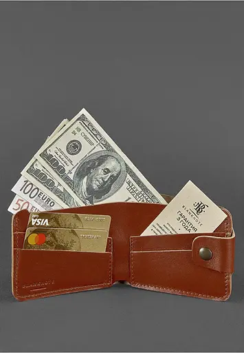 Шкіряне портмоне 4.3 світло-коричневе - фото 3