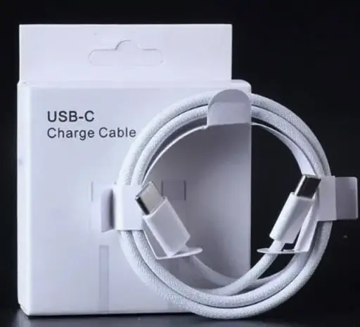 Кабель PD 60W 1 м USB-C ↔ USB-C в тканевой оплетке Woven для Apple MacBook/iPad/iPhone OEM белый - фото 5