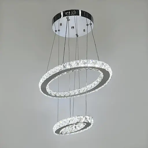 Елегантна кришталева люстра на 2 овальні яруси 50+30 см | Арт. (T) C 8186 (600+400) | Line F - фото 3