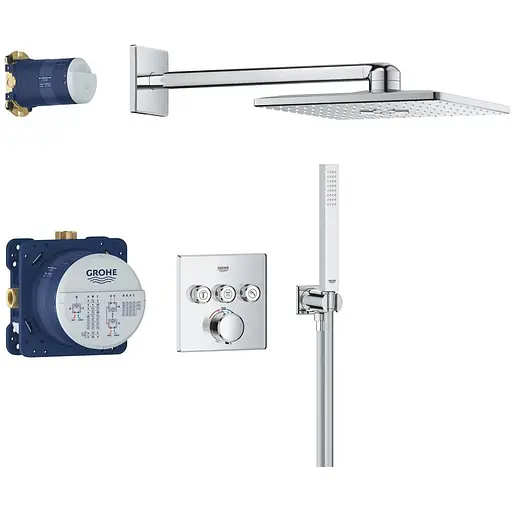 Душова система прихованого монтажу термостатична Grohe QuickFix Precision Smartcontrol Cube 34875000, Хром - фото 1