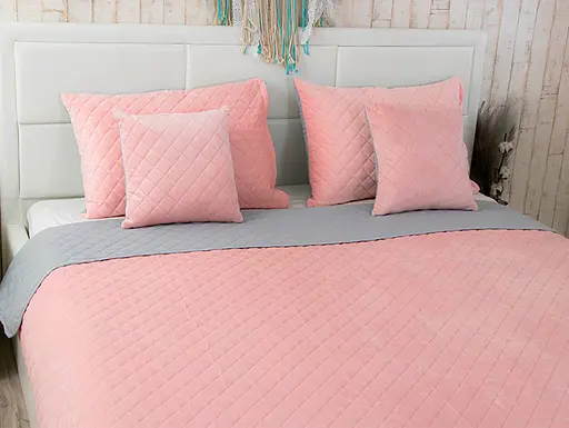 Набір VeLour покривало та 2 чохли на подушки Pink and Grey (К_994.55_Pink and Grey ромб) - фото 4