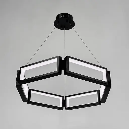 Люстра із підвісним чорним кільцем з прямокутників Ø 60 см | Арт. MJ 235-600 | Line F - фото 4
