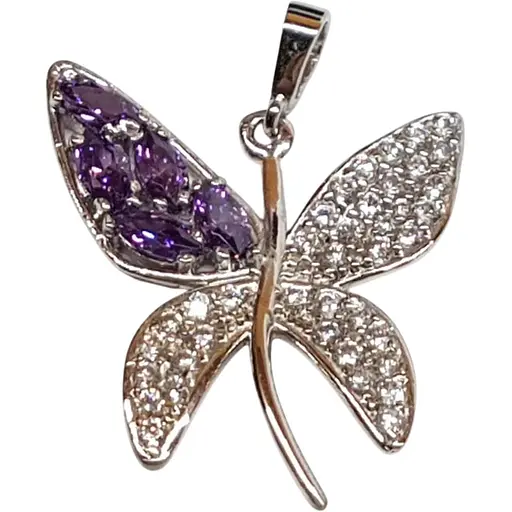 Срібна підвіска Qvaliz Метелик з фіанітами. 903-00334 Фіолетовий