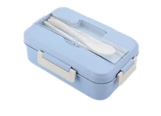 Ланч бокс Navy из пшеничной соломы 1000мл с ложкой и кит палочки для микроволновки - фото 1