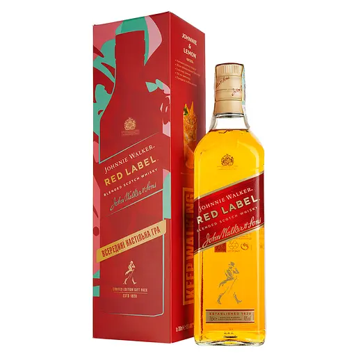 Уценка. Виски Johnnie Walker Red label Blended Scotch Whisky, 40%, 0,7 л с игрой