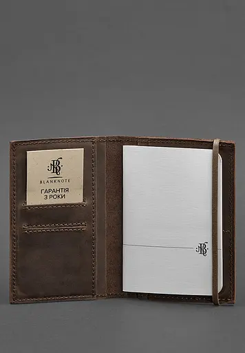 Шкіряна обкладинка для паспорта 2.0 темно-коричнева Crazy Horse - фото 4